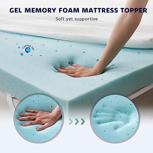 HomeMate Memory Foam Mattress Topper King - 3 Inch Gel Cooling Pad High Density Firm Topper, Soft Pressure Relieve Bed CertiPUR-US, Non-Slip Removable & Washable Cover - SHOP NO2CO2