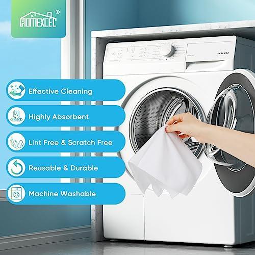 HOMEXCEL White Microfiber Cleaning Cloth, 12 Pack Premium Microfiber Towels for Cars, Lint Free, Scratch-Free, Highly Absorbent, Reusable Cleaning Rags for Car, Household, Kitchen, 11.5"X11.5" - SHOP NO2CO2