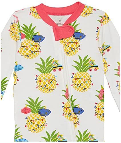 HonestBaby Non-Slip Footed Holiday Pajamas One-Piece Sleeper Zip-Front Pjs Organic Cotton for Baby Boys, Girls, Unisex - SHOP NO2CO2