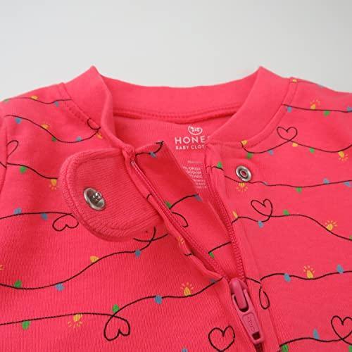 HonestBaby Non-Slip Footed Holiday Pajamas One-Piece Sleeper Zip-Front Pjs Organic Cotton for Baby Boys, Girls, Unisex - SHOP NO2CO2