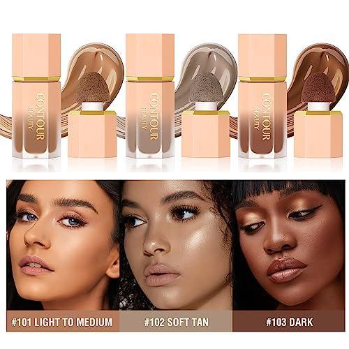 HOSAILY Liquid Contour Stick, Soft Cream Contour Makeup, Liquid Bronzer Face Concealer Matte Contouring with Cushion Applicator, Long Lasting Silky Face Contour Cream Bronzer Contouring Makeup (101) - SHOP NO2CO2