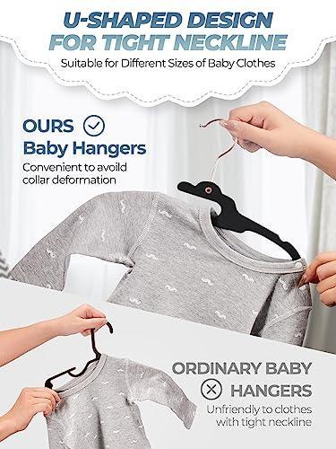 HOUSE DAY Premium Velvet Baby Hangers 60 Pack, 11.4'' Kids Velvet Hangers, Sturdy Baby Hangers for Closet, Black Baby Clothes Hangers, Toddler Hangers Infant Children Non Slip Hanger for Nursery Use - SHOP NO2CO2