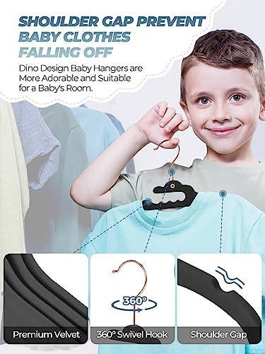 HOUSE DAY Premium Velvet Baby Hangers 60 Pack, 11.4'' Kids Velvet Hangers, Sturdy Baby Hangers for Closet, Black Baby Clothes Hangers, Toddler Hangers Infant Children Non Slip Hanger for Nursery Use - SHOP NO2CO2