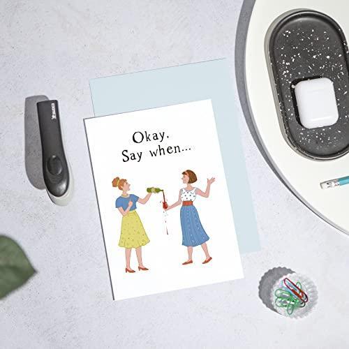 Huxters ‘Say When’ Birthday card for her A5 Wine Lovers Happy Birthday Card - Sassy and Unique Gift for Her - Includes Envelope - Fun Slogan Illustrated Greetings Card, FSC Certified Paper - SHOP NO2CO2