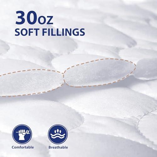 HYMOKEGE Quilted Waterproof Mattress Protector, Mattress Cover Queen Size Bed Breathable, Noiseless Mattress Pad with Deep Pocket, Fitted 5-21" Deep - SHOP NO2CO2