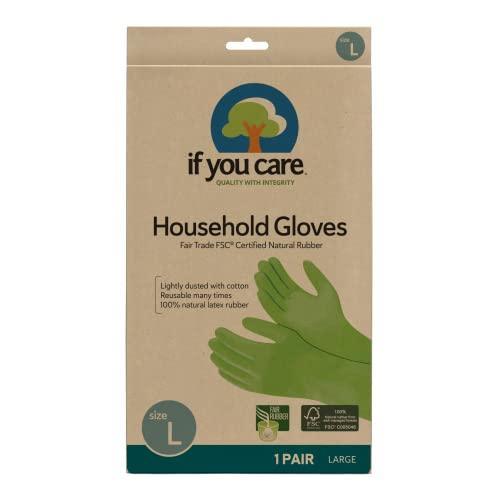 If You Care Latex Gloves, Large – 1 Pair (Pack of 1) – For Gardening, Dishwashing, Cleaning Kitchen and Bathroom – 100% Cotton Lined, Reusable for Women and Men, Green - SHOP NO2CO2