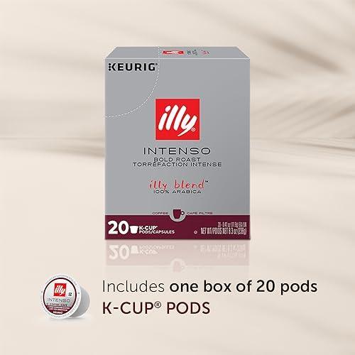 Illy Intense & Robust, Intenso Dark Roast Coffee K-Cups, Made With 100% Arabica Coffee, All-Natural, No Preservatives, Coffee Pods for Keurig Coffee Machines, 20 K Cup Pods (Pack of 1) - SHOP NO2CO2