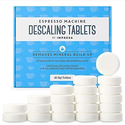 IMPRESA [20 Pack] Espresso Machine Descaler Tablets to Remove Mineral Build Up Descaling Tablets intended for Breville, Jura, Miele, and Other Espresso Makers - Descale Espresso Cleaning Tablets - SHOP NO2CO2