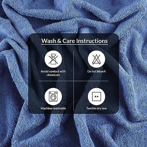 Infinitee Xclusives Premium Blue Bath Towel Set for Bathroom - [Pack of 8] 100% Cotton Bathroom Towel Set - 2 Bath Towels, 2 Hand Towels and 4 Washcloths - SHOP NO2CO2