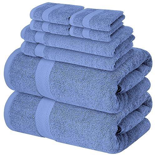 Infinitee Xclusives Premium Blue Bath Towel Set for Bathroom - [Pack of 8] 100% Cotton Bathroom Towel Set - 2 Bath Towels, 2 Hand Towels and 4 Washcloths - SHOP NO2CO2