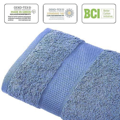 Infinitee Xclusives Premium Blue Bath Towel Set for Bathroom - [Pack of 8] 100% Cotton Bathroom Towel Set - 2 Bath Towels, 2 Hand Towels and 4 Washcloths - SHOP NO2CO2