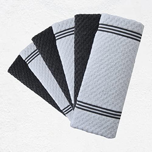 Infinitee Xclusives Premium Kitchen Towels – Pack of 6, 100% Cotton 15x25 Inches Absorbent Dish Towels - Tea Towels- Terry Kitchen Dishcloth Towels- Grey Dish Cloth for Household Cleaning - SHOP NO2CO2