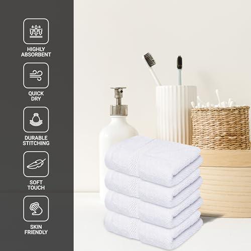 Infinitee Xclusives Premium White Washcloths Set – Pack of 4, 13x13 Inches 100% Cotton Wash Cloths for Your Body and Face Towels, Kitchen Dish Towels and Rags, Baby Washcloth - SHOP NO2CO2