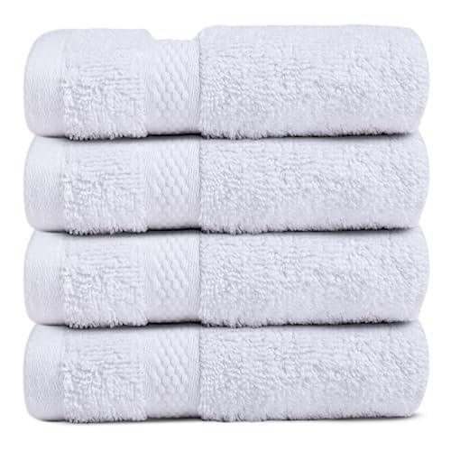 Infinitee Xclusives Premium White Washcloths Set – Pack of 4, 13x13 Inches 100% Cotton Wash Cloths for Your Body and Face Towels, Kitchen Dish Towels and Rags, Baby Washcloth - SHOP NO2CO2