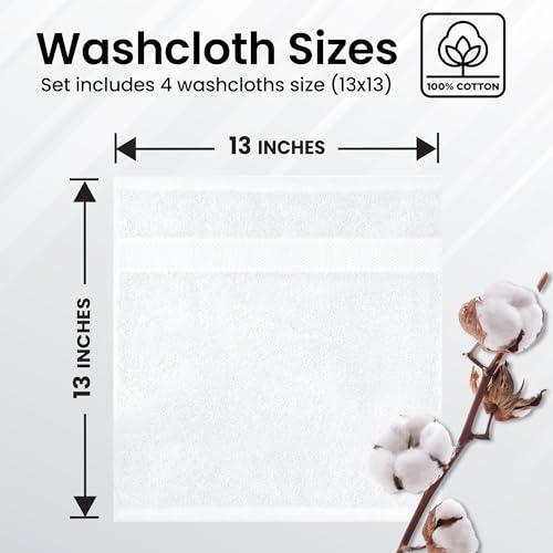 Infinitee Xclusives Premium White Washcloths Set – Pack of 4, 13x13 Inches 100% Cotton Wash Cloths for Your Body and Face Towels, Kitchen Dish Towels and Rags, Baby Washcloth - SHOP NO2CO2