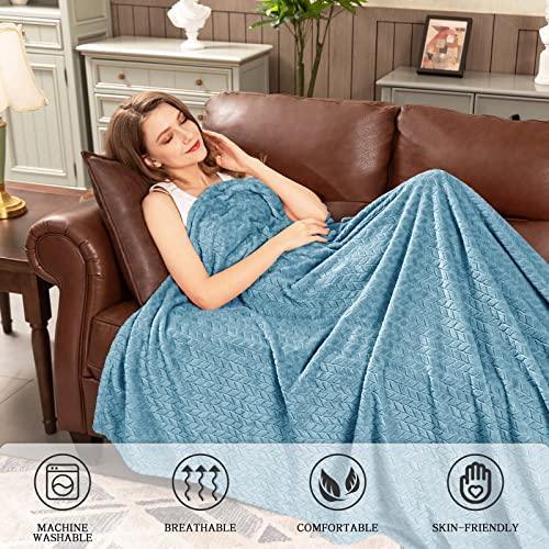 inhand Blue Throw Blanket for Couch, Super Soft Cozy Warm Blankets and Throws, Lightweight Fuzzy Twin Blanket for Sofa Bed Office,60x90 inches - SHOP NO2CO2