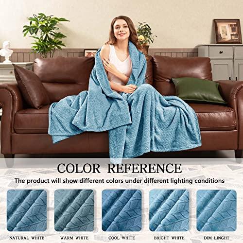 inhand Blue Throw Blanket for Couch, Super Soft Cozy Warm Blankets and Throws, Lightweight Fuzzy Twin Blanket for Sofa Bed Office,60x90 inches - SHOP NO2CO2