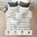 INK+IVY Luxurious Cotton-Bedding Set - Mid Century Trendy Geometric Design, All Season Cozy-Cover With Matching-Shams, Full/Queen, Rhea Jacquard Ivory/Charcoal - SHOP NO2CO2