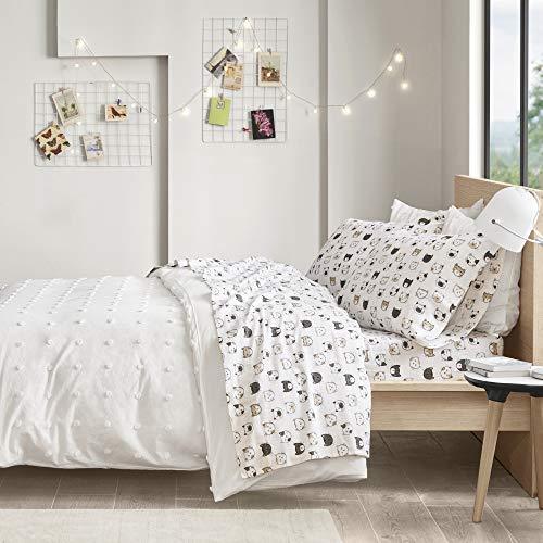 Intelligent Design Cozy Soft 100% Cotton Flannel Print Animals Stars Cute Warm, Ultra Soft Cold Weather Sheet Set Bedding, Full, Grey/Pink Cats 4 Piece - SHOP NO2CO2