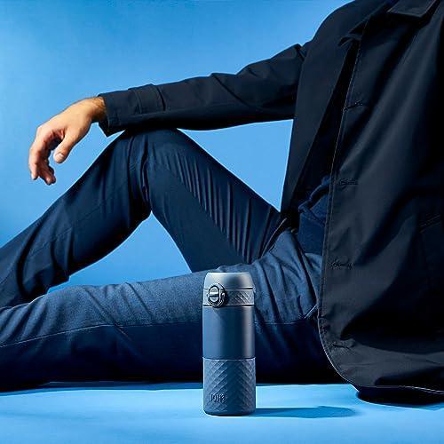 Ion8 Leakproof Coffee Travel Mug - Vacuum Insulated for Hot Drinks - 12 oz/360 ml - Ash Navy - SHOP NO2CO2