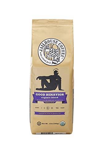 Jailhouse Coffee - Good Behaviour Blend, Premium Medium Roast, Whole Bean (12 oz.) - Sweet Notes with Citrusy Overtones - Organic, Non-GMO, Kosher - Percolator, Drip, French-press, or Cold Brew (Whole Bean) - SHOP NO2CO2