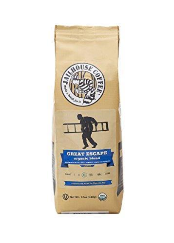 Jailhouse Coffee - Great Escape Blend, Premium Medium Roast, Ground (12 oz.) - Dreamy Mix of Light and Dark Roast Beans - Organic, Non-GMO, Kosher - Percolator, Drip, French-press, or Cold Brew (Ground) - SHOP NO2CO2