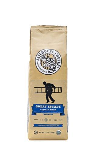 Jailhouse Coffee - Great Escape Blend, Premium Medium Roast, Whole Bean (12 oz.) - Dreamy Mix of Light and Dark Roast Beans - Organic, Non-GMO, Kosher - Percolator, Drip, French-press, or Cold Brew - SHOP NO2CO2