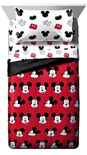 Jay Franco Disney Mickey Mouse Cute Faces 5 Piece Full Bed Set - Includes Comforter & Sheet Set - Super Soft Fade Resistant Polyester - (Official Disney Product) - SHOP NO2CO2