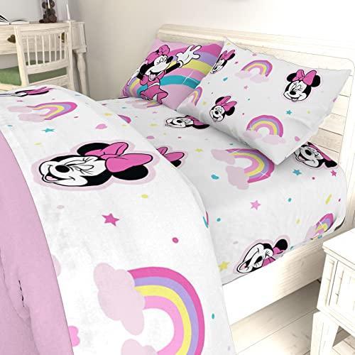 Jay Franco Disney Minnie Mouse Rainbow Stripe Queen Size Sheet Set - 4 Piece Set Super Soft and Cozy Kid’s Bedding - Fade Resistant Microfiber Sheets (Official Disney Product) - SHOP NO2CO2