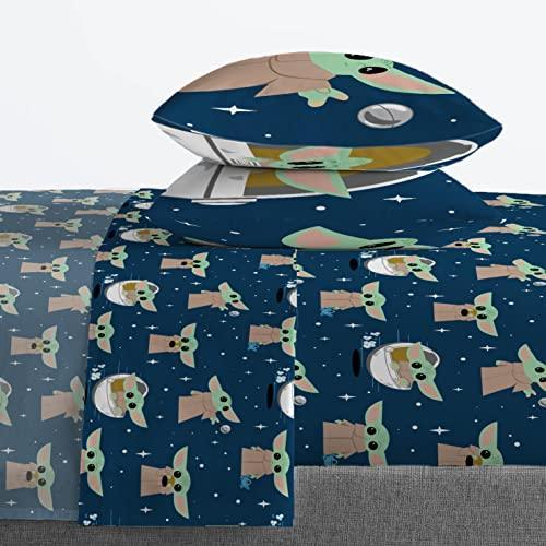 Jay Franco Star Wars The Mandalorian Hello Grogu Queen Size Sheet Set - 4 Piece Set Super Soft and Cozy Kid’s Bedding - Fade Resistant Microfiber Sheets (Official Star Wars Product) - SHOP NO2CO2