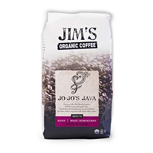 Jim’s Organic Coffee – Jo-Jo’s Java Blend – Medium/Light Roast, Ground Coffee, 12 oz Bag - SHOP NO2CO2