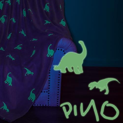 jinchan Dinosaur Glow in The Dark Blanket, Kids Throw Blanket for Boys and Girls Gift Grey Lightweight Flannel Fleece Throw Blankets for Couch Bed Warm Soft Cozy Throw Winter Baby Blankets 40x60 Inch - SHOP NO2CO2