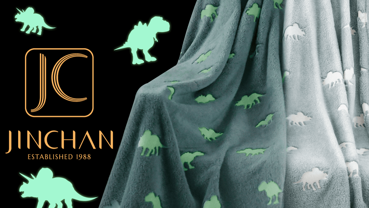 jinchan Dinosaur Glow in The Dark Blanket, Kids Throw Blanket for Boys and Girls Gift Grey Lightweight Flannel Fleece Throw Blankets for Couch Bed Warm Soft Cozy Throw Winter Baby Blankets 40x60 Inch - SHOP NO2CO2