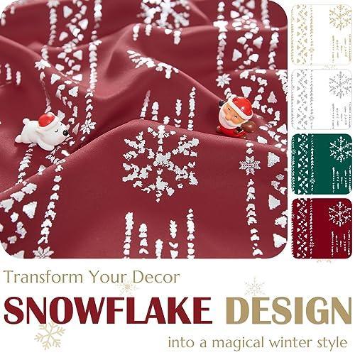 jinchan Silver Snowflake Christmas Curtains 54 Inch Length Room Darkening Boho Curtains for Living Room Bedroom Grommet Winter Snow Drapes Window Curtains 2 Panels Holiday Xmas Decor Red - SHOP NO2CO2