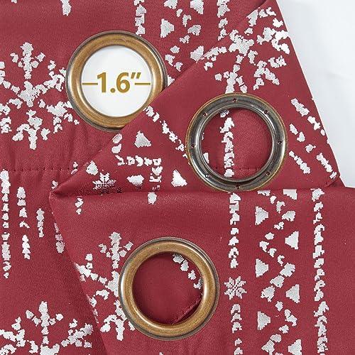 jinchan Silver Snowflake Christmas Curtains 54 Inch Length Room Darkening Boho Curtains for Living Room Bedroom Grommet Winter Snow Drapes Window Curtains 2 Panels Holiday Xmas Decor Red - SHOP NO2CO2