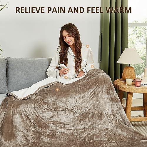 JKMAX Electric Heated Blanket Twin - 62"x84" Heating Electric Blanket Twin Size for Bed 10 Heat Setting 5 Levels Auto-Off Overheat Protection Ultra Soft Flannel Sherpa Electric Blanket ETL Certified - SHOP NO2CO2