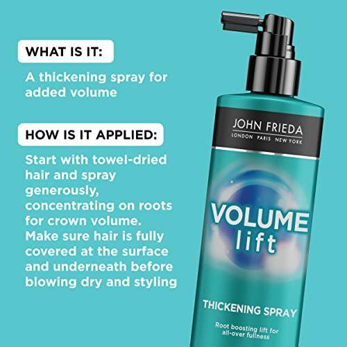 John Frieda Volume Lift Thickening Spray for Natural Fullness, 6 Ounces, Fine or Flat Hair Root Booster Spray with Air-Silk Technology - SHOP NO2CO2