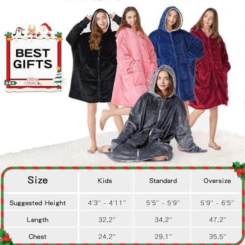 JOYWOO Wearable Blanket Hoodie, Oversized Hoodie Sweatshirt Blanket for Adults Women Men, Gift, Cozy and Fuzzy Sherpa Hoodie Blanket with Zipper and Giant Pocket - SHOP NO2CO2