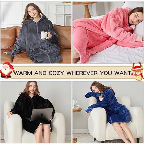 JOYWOO Wearable Blanket Hoodie, Oversized Hoodie Sweatshirt Blanket for Adults Women Men, Gift, Cozy and Fuzzy Sherpa Hoodie Blanket with Zipper and Giant Pocket - SHOP NO2CO2