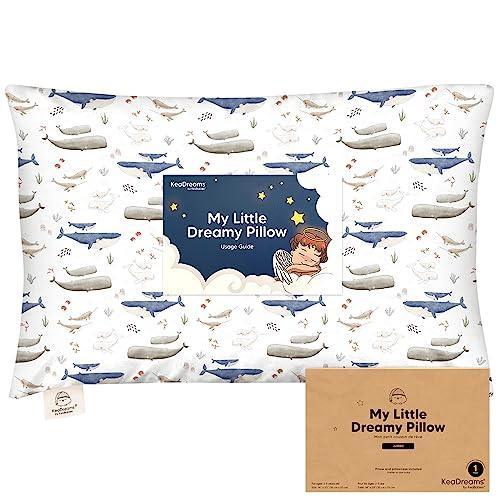 KeaBabies Toddler Pillow with Pillowcase, Jumbo 14X20 - Soft Organic Cotton Toddler Pillows for Sleeping - Machine Washable - Perfect for Travel, Toddler Bed Set (Marine) - SHOP NO2CO2