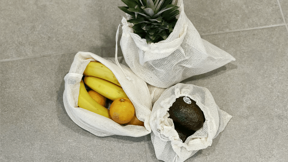 KerKoor Reusable-Cotton-Mesh-Produce-shopping-Bags-Washable Eco Friendly Premium See Through Lightweight Net zero Bulk Bags for Veggie Fruit Vegetable Grocery Storage (9 Packs) - SHOP NO2CO2