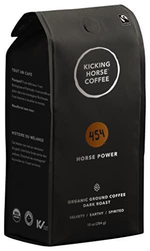 Kicking Horse Coffee, 454 Horse Power, Dark Roast, Ground, 10 oz - Certified Organic, Fairtrade, Kosher Coffee - SHOP NO2CO2