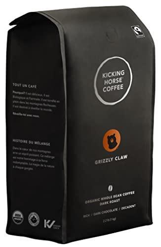 Kicking Horse Coffee, Grizzly Claw, Dark Roast, Whole Bean, 2.2 Pound - Certified Organic, Fairtrade, Kosher Coffee - SHOP NO2CO2