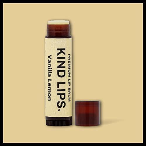 Kind Lips Lip Balm, Nourishing Soothing Lip Moisturizer for Dry Cracked Chapped Lips, Made in Usa With 100% Natural USDA Organic Ingredients, Vanilla Lemon Flavor, Pack of 5 - SHOP NO2CO2