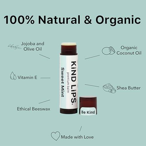 Kind Lips Lip Balm, Nourishing Soothing Lip Moisturizer for Dry Cracked Chapped Lips, Made in Usa With 100% Natural USDA Organic Ingredients, Variety Scent, 0.15 Ounce (Pack of 4) - SHOP NO2CO2