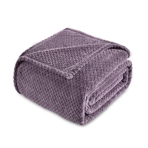 Kingole Flannel Fleece Luxury Throw Blanket, Lavender Purple Twin Size Jacquard Weave Pattern Cozy Couch/Bed Super Soft and Warm Plush Microfiber 350GSM (66 x 90 inches) - SHOP NO2CO2