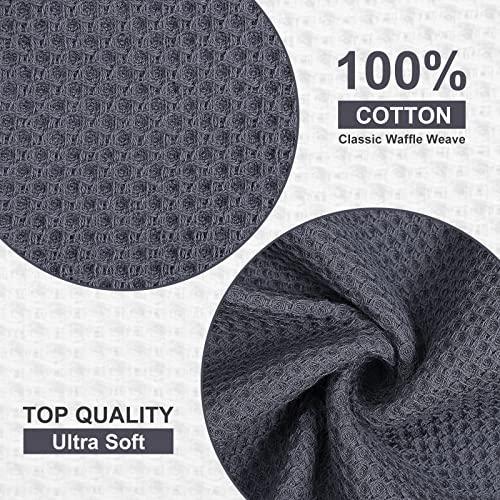 Kitinjoy 100% Cotton Kitchen Dish Cloths, 6 Pack Waffle Weave Ultra Soft Absorbent Dish Towels for Drying Dishes Quick Drying Kitchen Towels Dish Rags, 12 X 12 Inches, Mixed Color - SHOP NO2CO2