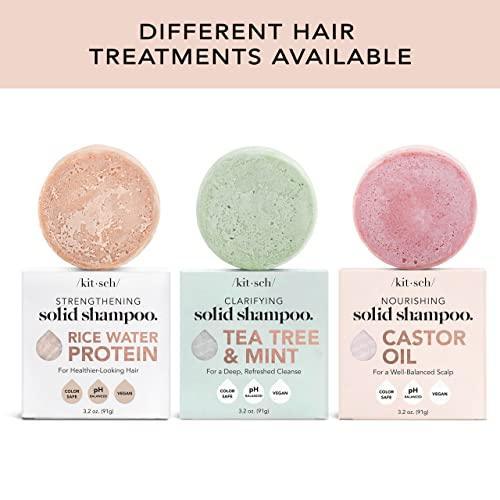 Kitsch Hair Growth | Rice Shampoo Bar for Strengthening | Helps Dry Hair | Made in US | All Natural | Moisturizing | Vegan Solid Shampoo Bar for Hair | Rice Water Shampoo Bar | Zero Waste, 3.2 oz - SHOP NO2CO2