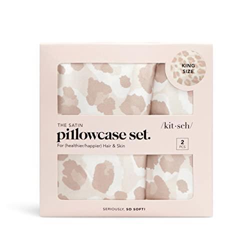 Kitsch Satin Pillowcase for Hair & Skin - Softer Than Silk Pillow Cases Cooling Satin Pillowcase with Zipper | Pillow Case Cover | Satin Pillow Cases King Size (Leopard, 2 Pack) - SHOP NO2CO2