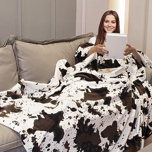 KIVEE Cute Cow Print Blanket Soft Warm Plush Throw Blanket Fleece Flannel Fuzzy Lightweight Travel Blankets Cozy All-Season Couch Cow Blankets and Throws for Daughter Adults Students Teen 50x60 inch - SHOP NO2CO2